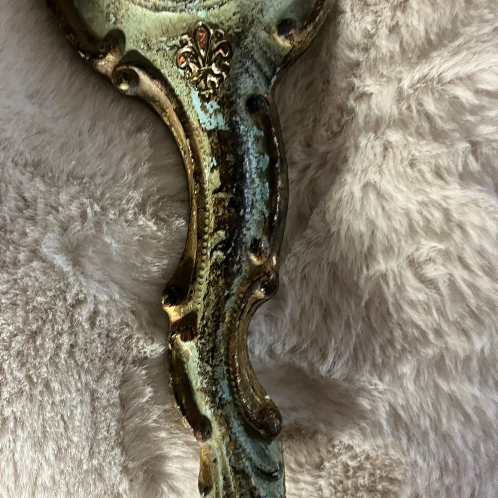 Vintage Florentine style Hand Carved Hand Mirror